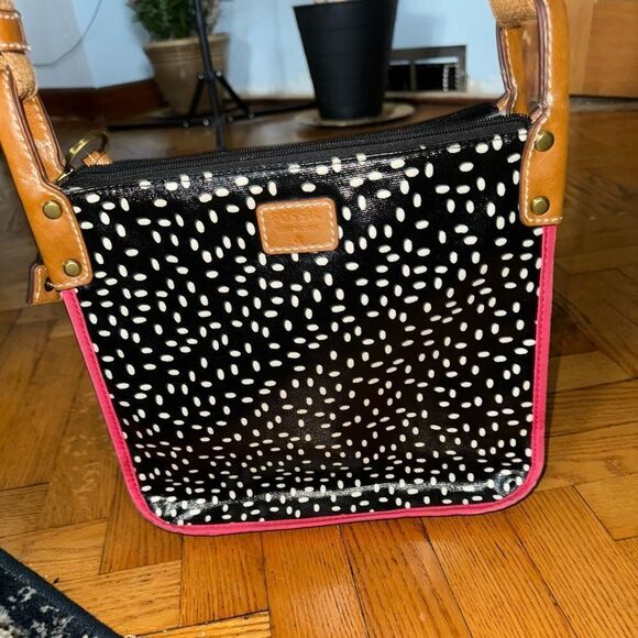 Fossil Keyper Black & White Polka Dot Coated Canvas Crossbody Purse Shou… - Picture 3 of 6